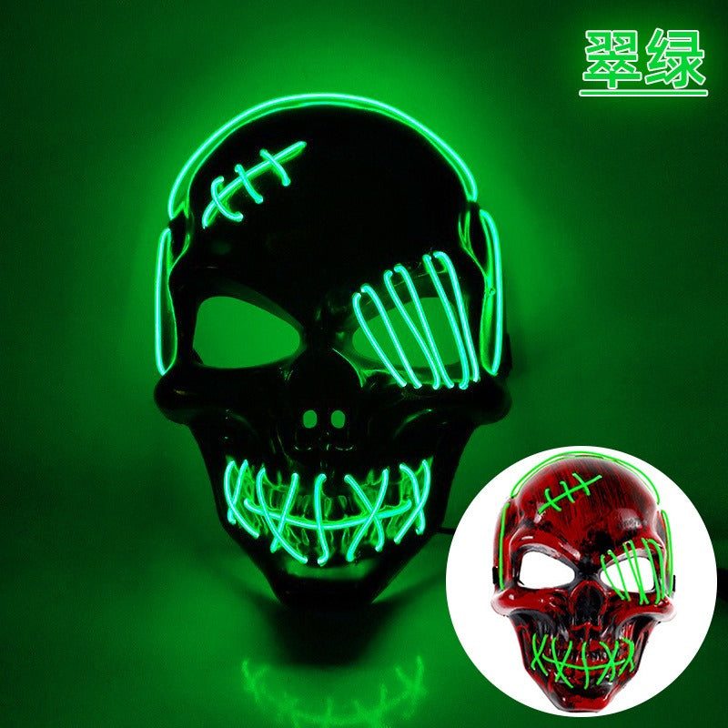 Scar One eyed Pirate Mask with Blood Terror Cold Light Halloween Mask LED Glow Mask