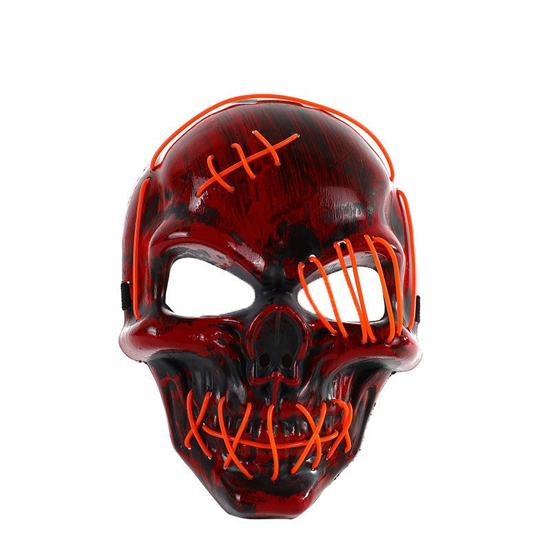 Scar One eyed Pirate Mask with Blood Terror Cold Light Halloween Mask LED Glow Mask
