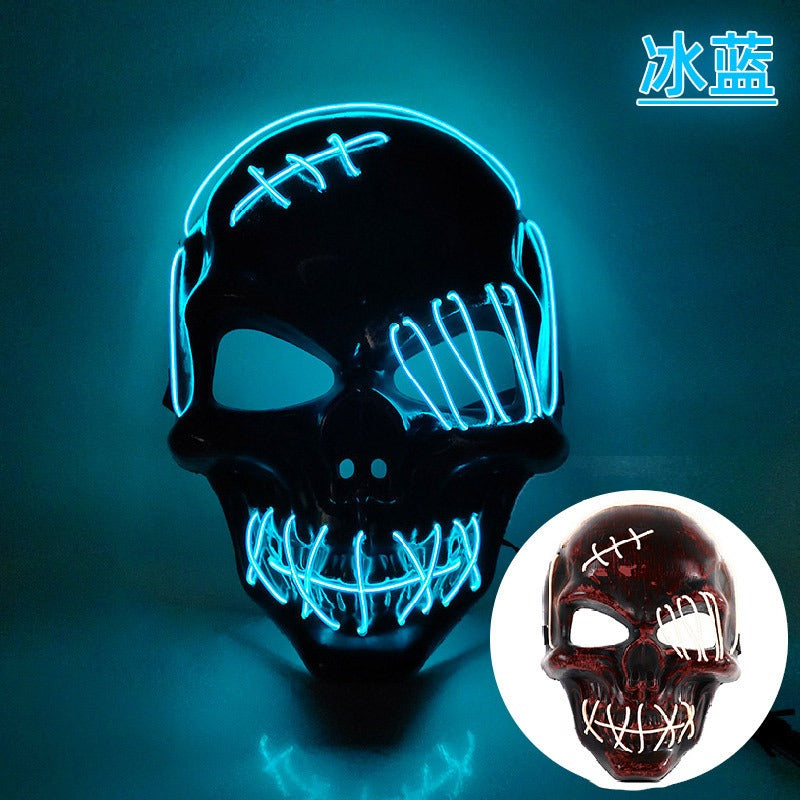 Scar One eyed Pirate Mask with Blood Terror Cold Light Halloween Mask LED Glow Mask