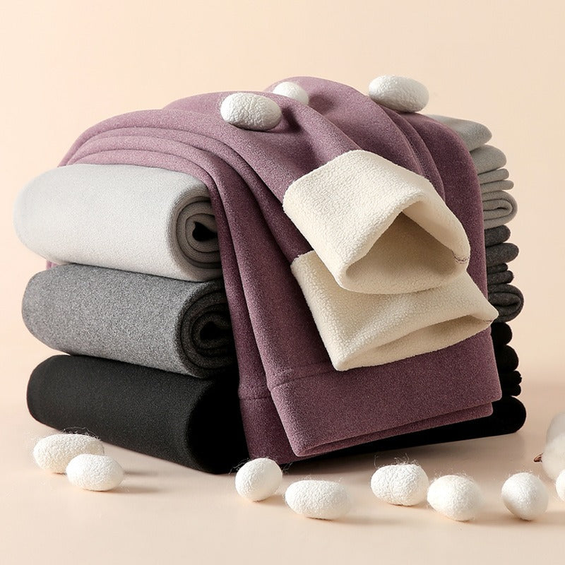 Autumn DE Velvet Leggings Women's Winter Lamb Fleece Thickened Warm Pants High Stretch Self-Heating Thermal Leggings