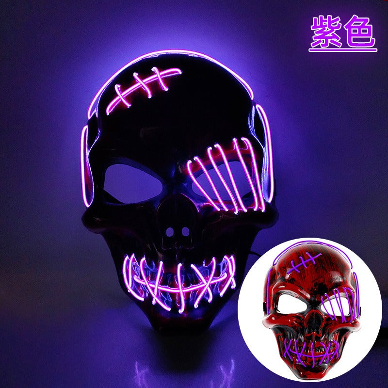 Scar One eyed Pirate Mask with Blood Terror Cold Light Halloween Mask LED Glow Mask