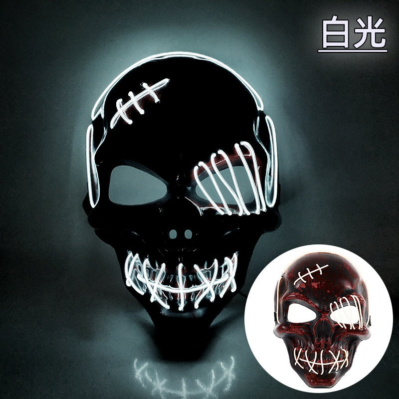 Scar One eyed Pirate Mask with Blood Terror Cold Light Halloween Mask LED Glow Mask