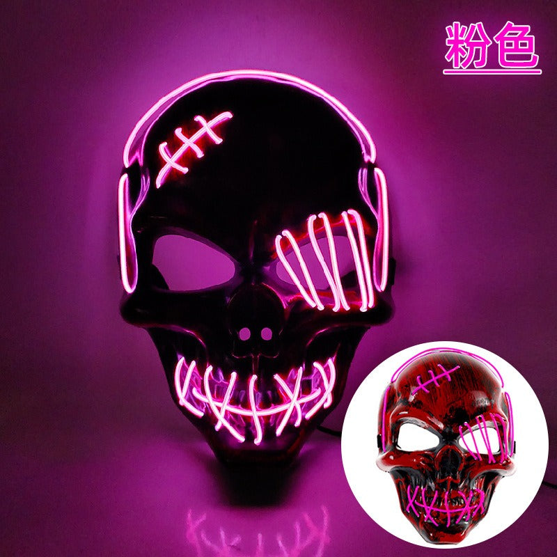 Scar One eyed Pirate Mask with Blood Terror Cold Light Halloween Mask LED Glow Mask