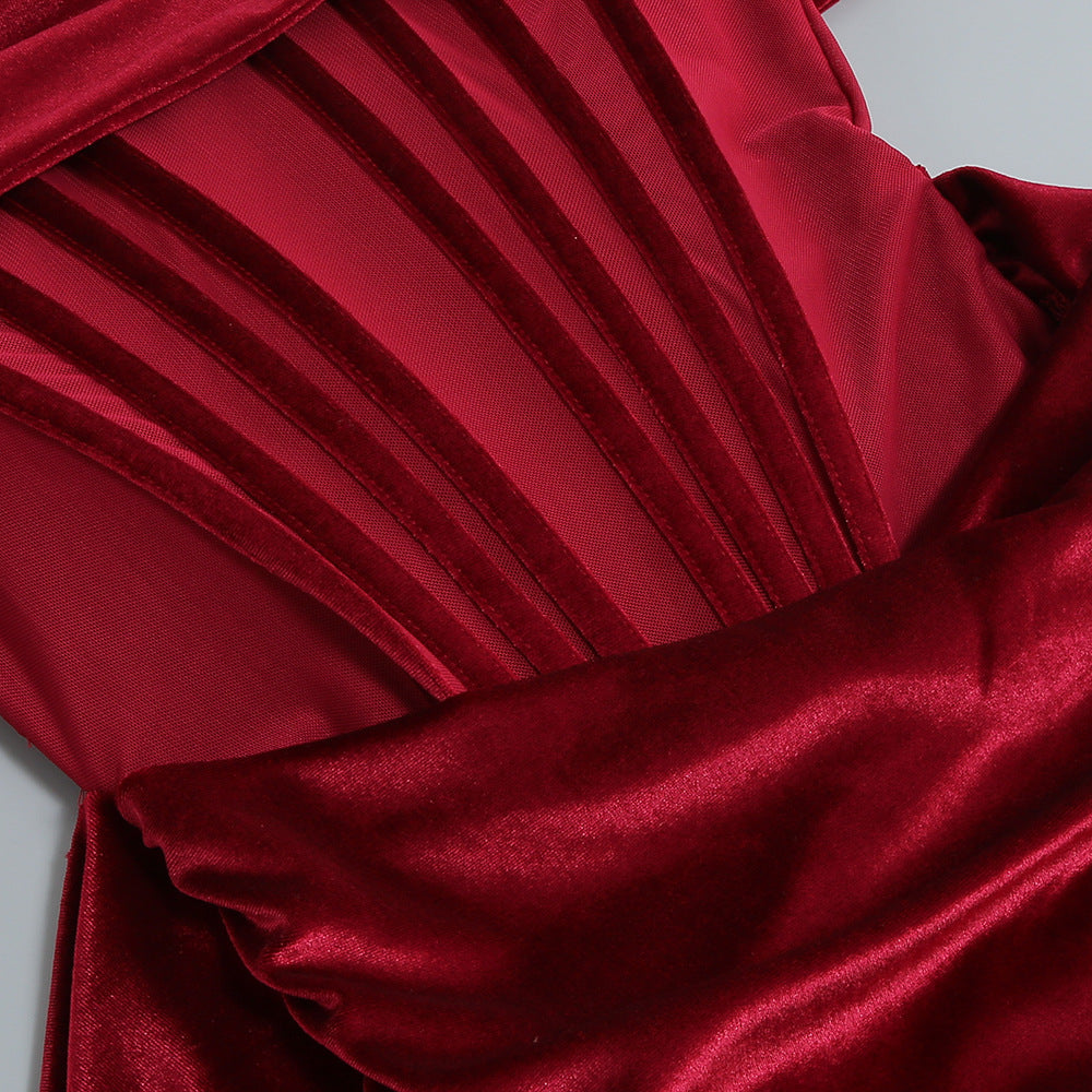 Velvet Niche: Valentine's Day Edition - Velvet Dress with Fish Bone Waist
