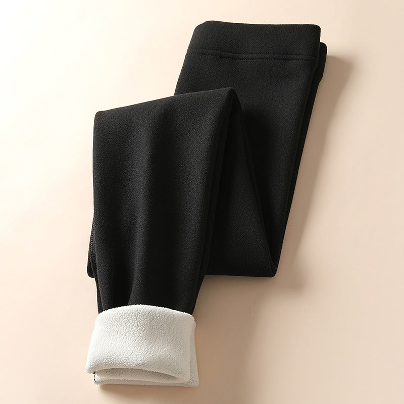Autumn DE Velvet Leggings Women's Winter Lamb Fleece Thickened Warm Pants High Stretch Self-Heating Thermal Leggings
