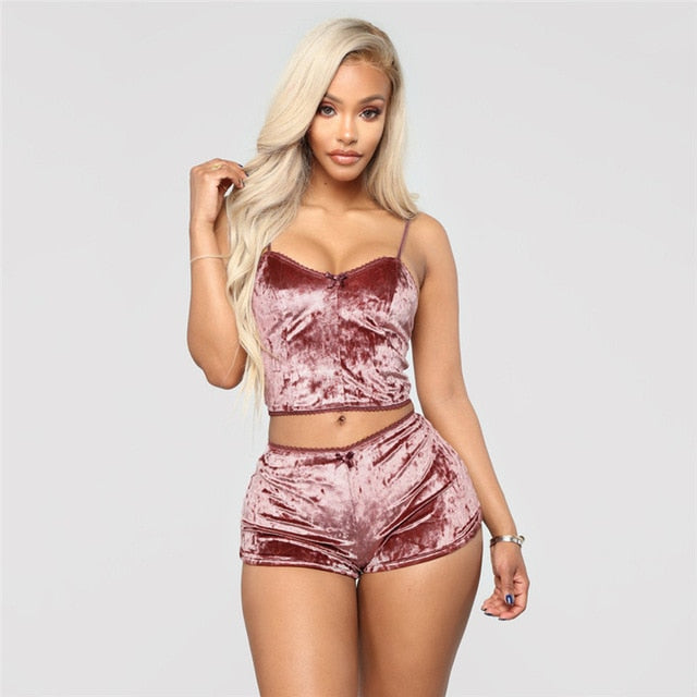 Velvet Niche: Valentine's Day Edition - Sexy Bodycon Two Piece Set Velvet