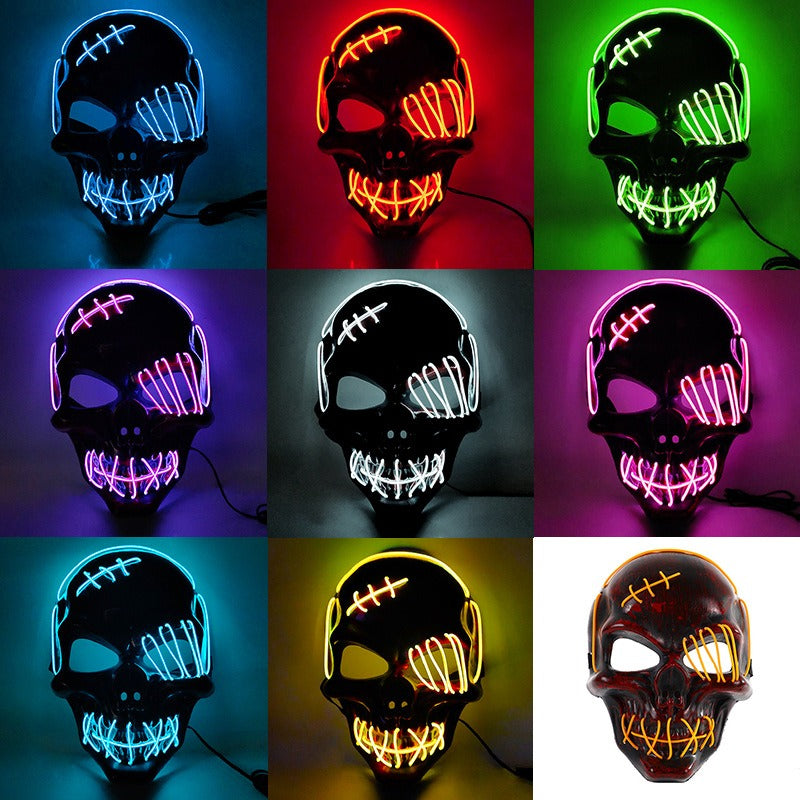 Scar One eyed Pirate Mask with Blood Terror Cold Light Halloween Mask LED Glow Mask