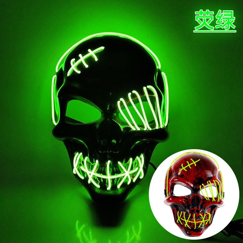 Scar One eyed Pirate Mask with Blood Terror Cold Light Halloween Mask LED Glow Mask