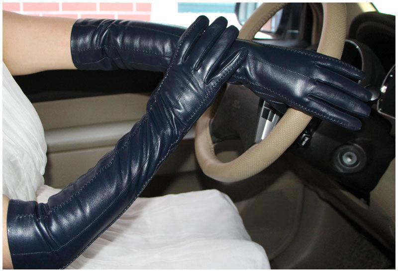 47CM velvet lMulticolor women's gloves,50cm long leather gloves,sheepskin women's leather gloves,Keep warm women's winter gloves