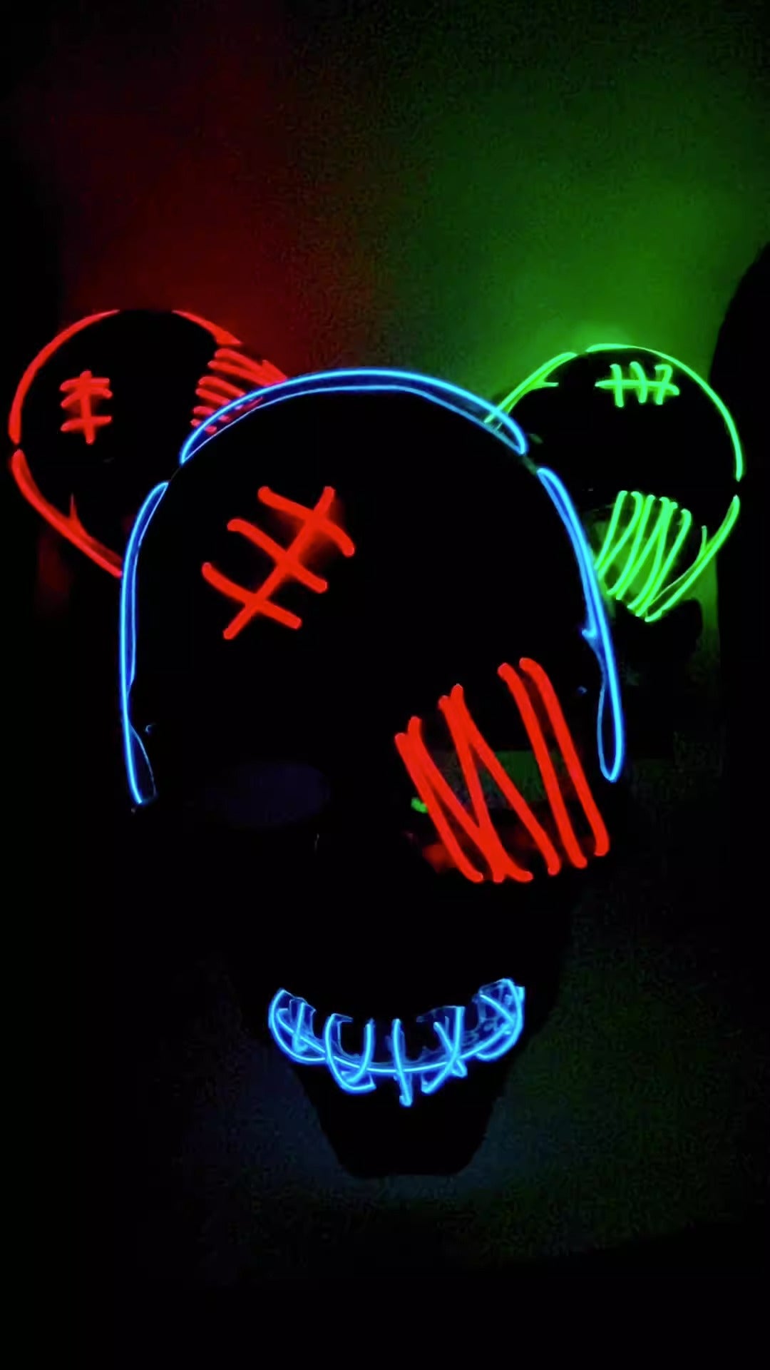 Scar One eyed Pirate Mask with Blood Terror Cold Light Halloween Mask LED Glow Mask