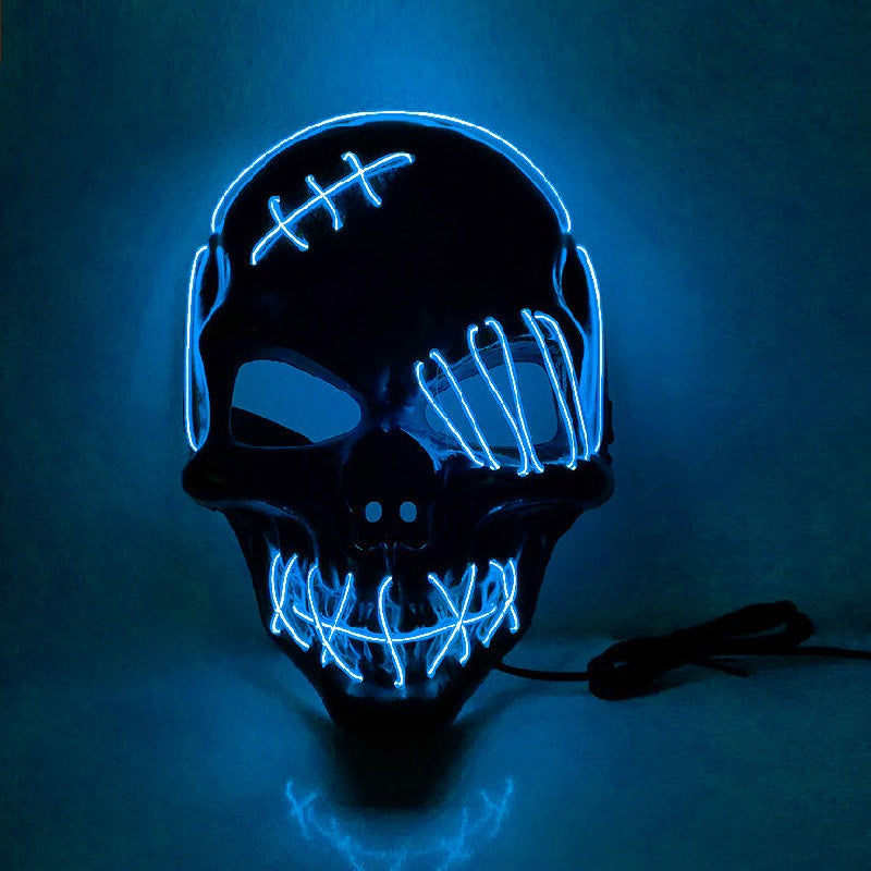 Scar One eyed Pirate Mask with Blood Terror Cold Light Halloween Mask LED Glow Mask