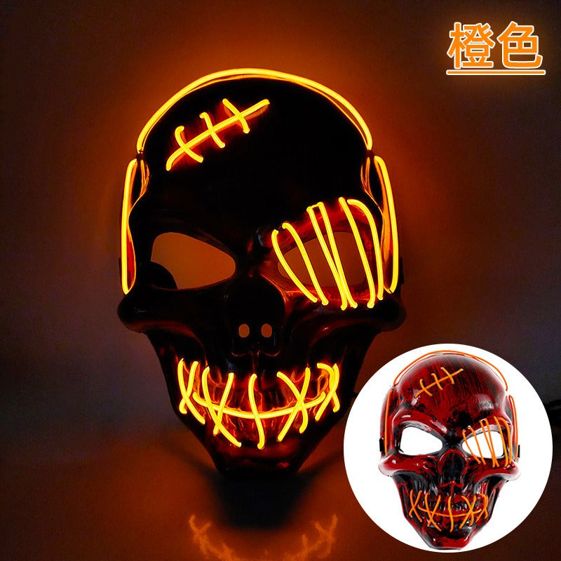 Scar One eyed Pirate Mask with Blood Terror Cold Light Halloween Mask LED Glow Mask