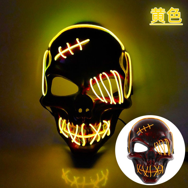 Scar One eyed Pirate Mask with Blood Terror Cold Light Halloween Mask LED Glow Mask