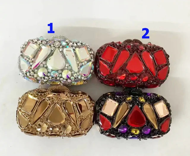 ‘Elizabeth No Taylor - Dark Diamonds’ - Signature Bag Wedding Purse Stone Bridal Prom Handbags Women Diamond Evening Clutches Purses Big Stones