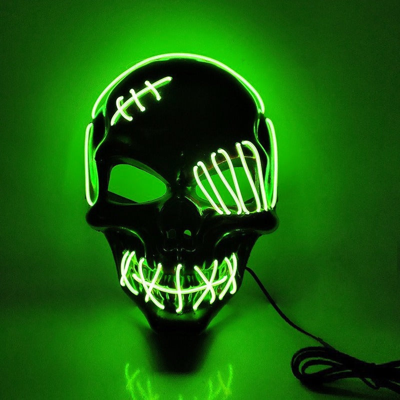 Scar One eyed Pirate Mask with Blood Terror Cold Light Halloween Mask LED Glow Mask