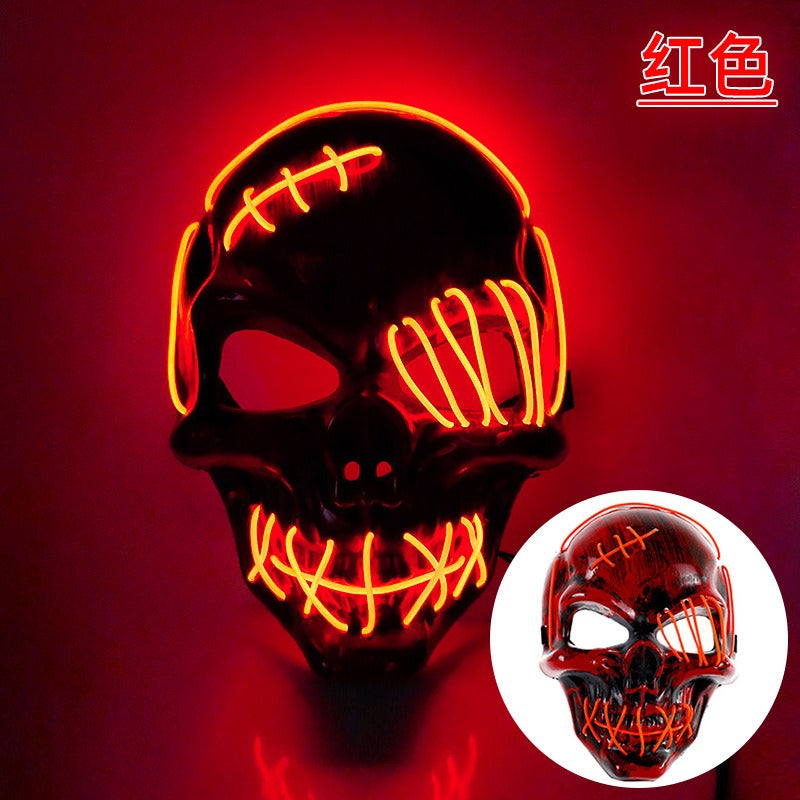 Scar One eyed Pirate Mask with Blood Terror Cold Light Halloween Mask LED Glow Mask