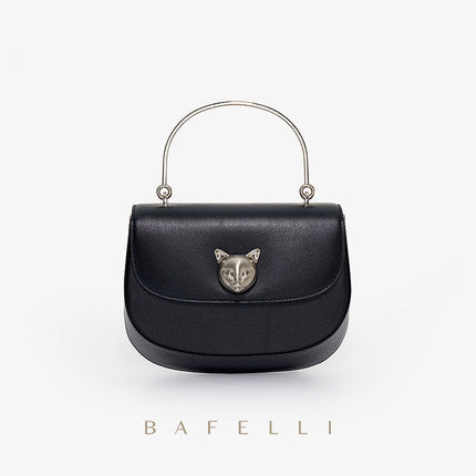 BAFELLI Popular Bag - Women New Handbag Leather Niche Light Luxury Cat Head Single Shoulder Saddle Bag