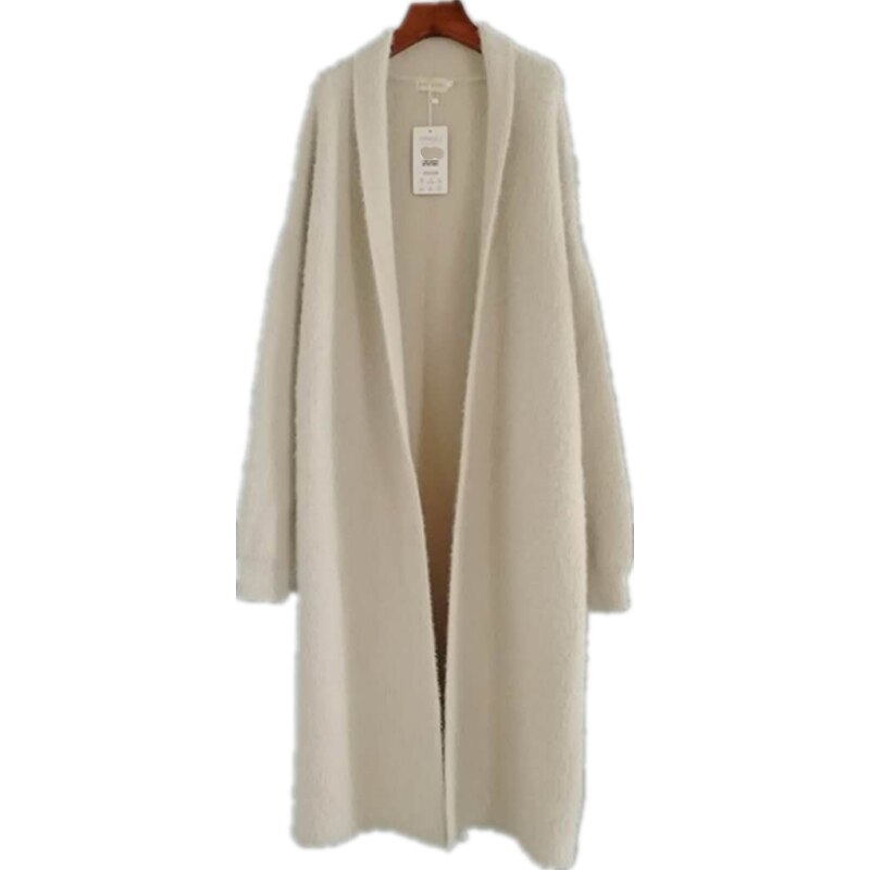 Lazy temperament thickened imitation mink velvet knitted cardigan mink sweater coat coat female loose bat mid-length