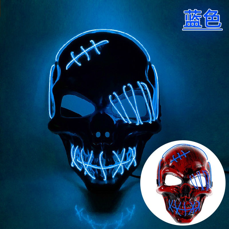 Scar One eyed Pirate Mask with Blood Terror Cold Light Halloween Mask LED Glow Mask