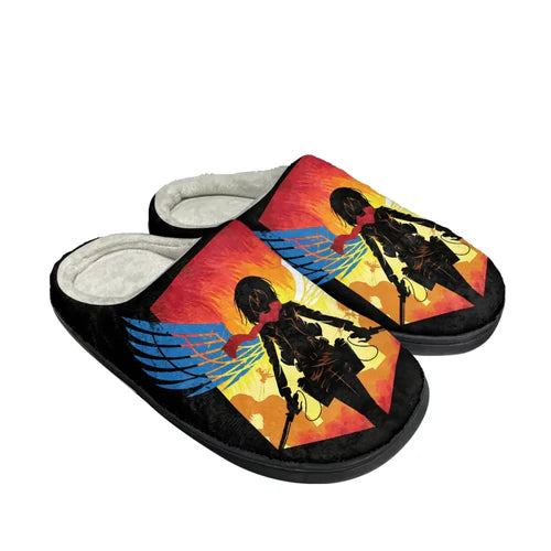 Attack on Titan Pattern Woman Men Autumn Winter Cotton Slipper