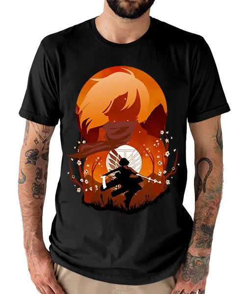T-Shirt UNISEX ATTACK ON TITAN MIKASA ACKERMAN EN ATAQUE