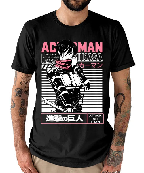 T-Shirt UNISEX ATTACK ON TITAN MIKASA ACKERMAN BATALLA FINAL