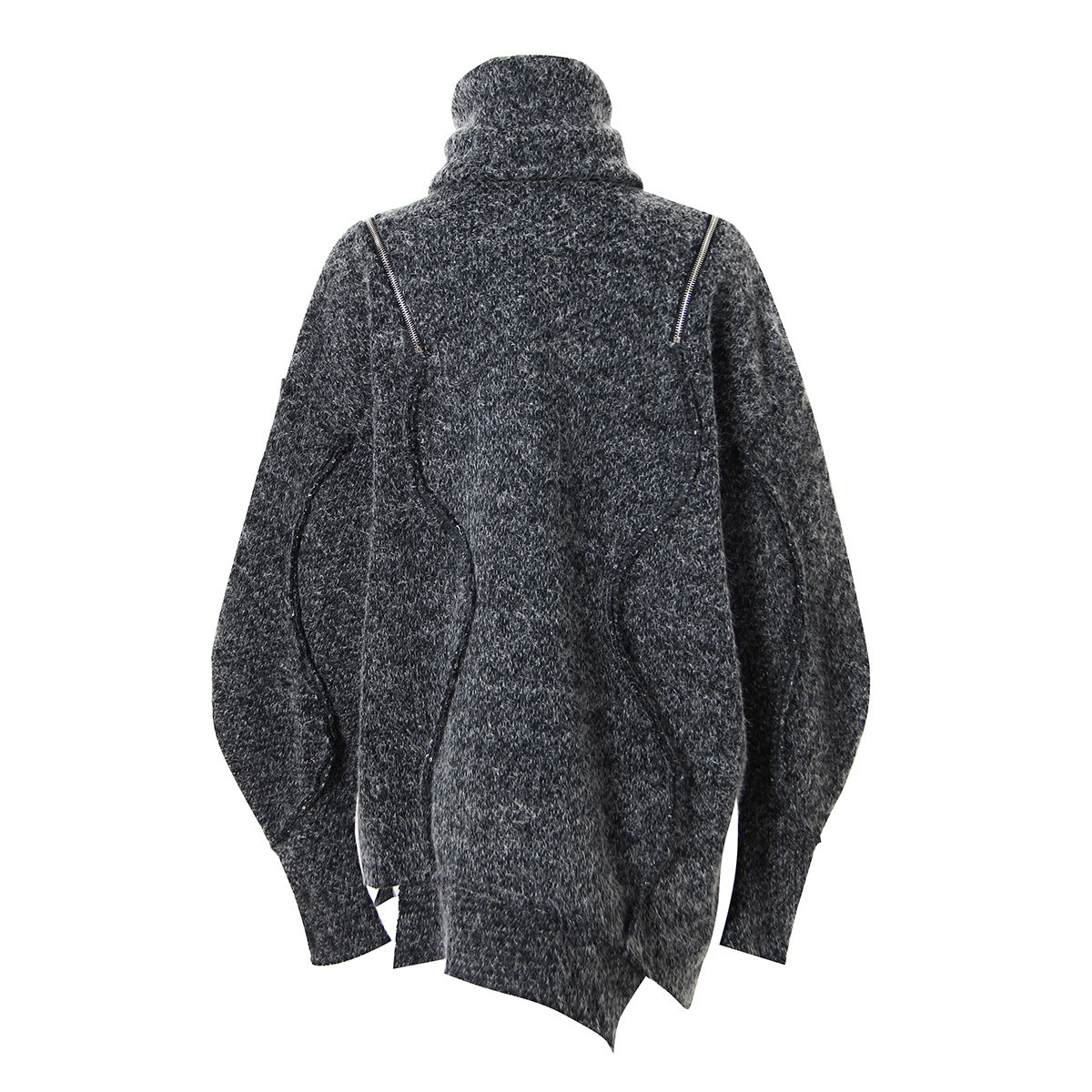 Unique Design Coat Spring And Autumn New Style Plus Velvet Thick Turtleneck Sweater Personality Off Shoulder Mid Length Top