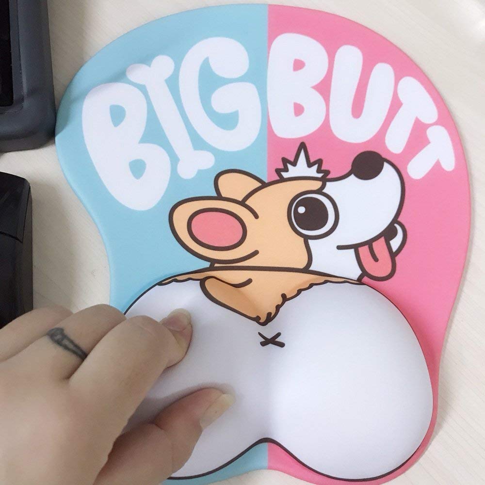 Cute Corgi Dog 3D Mouse Pad Ergonomic Soft Silicon Gel Anime Mousepad With Wrist Support Mouse Mat