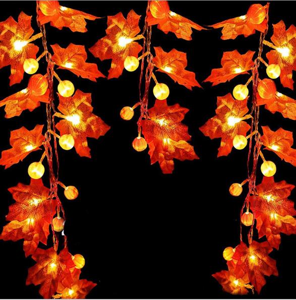 3 M Maple Pumpkin Light String Halloween Decoration Maple Leaf Pumpkin Ornament Halloween Lights Home Garden Decor