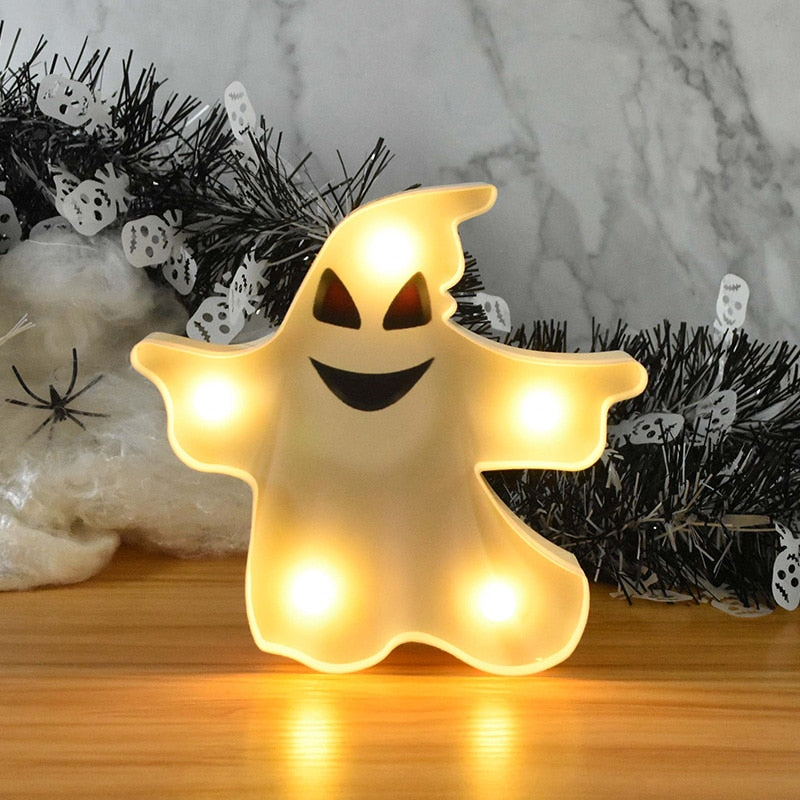 Halloween LED Lights Horror Pumpkin Ghost Bat Spider Night Lights Ornament Halloween Party Props Home Bar Table Lamp Decorations