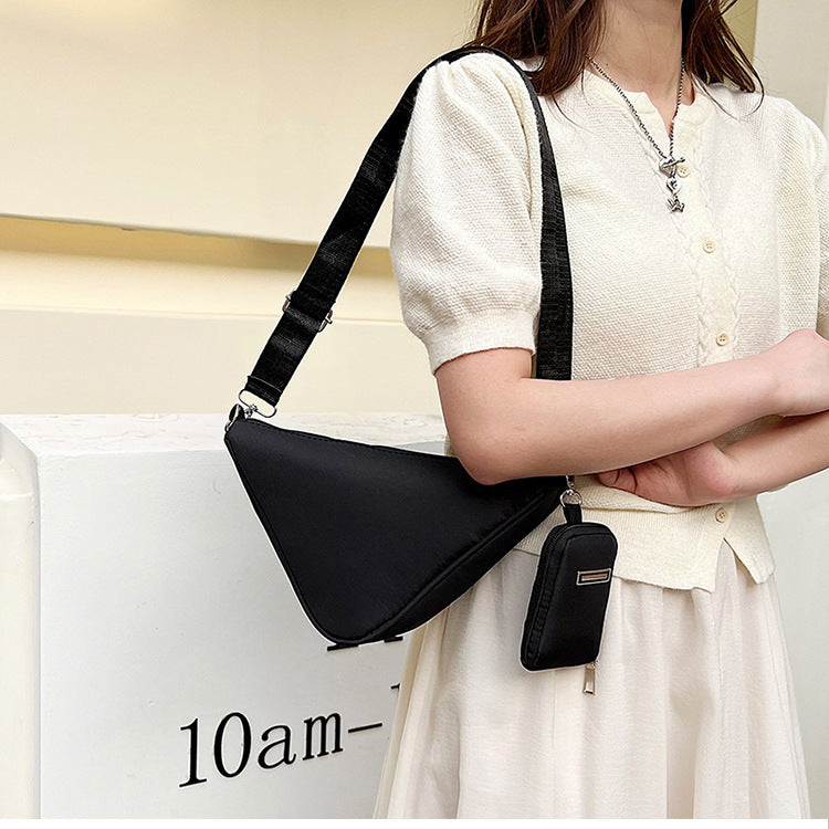 Prada Who? - Design Messenger Bag Japanese Trendy Nylon Fashion All-Match Triangle Bag Simple And Lightweight One Shoulder Phone Bag