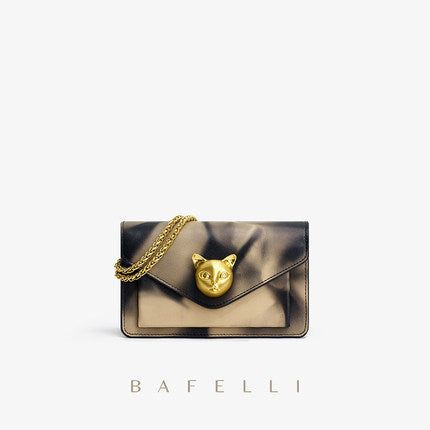 BAFELLI - Original Designer Bag Women New Cat Head Bag Niche Light Luxury Leather Women's Bag Fashion Chain Messenger Bag