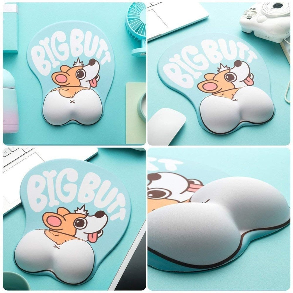 Cute Corgi Dog 3D Mouse Pad Ergonomic Soft Silicon Gel Anime Mousepad With Wrist Support Mouse Mat