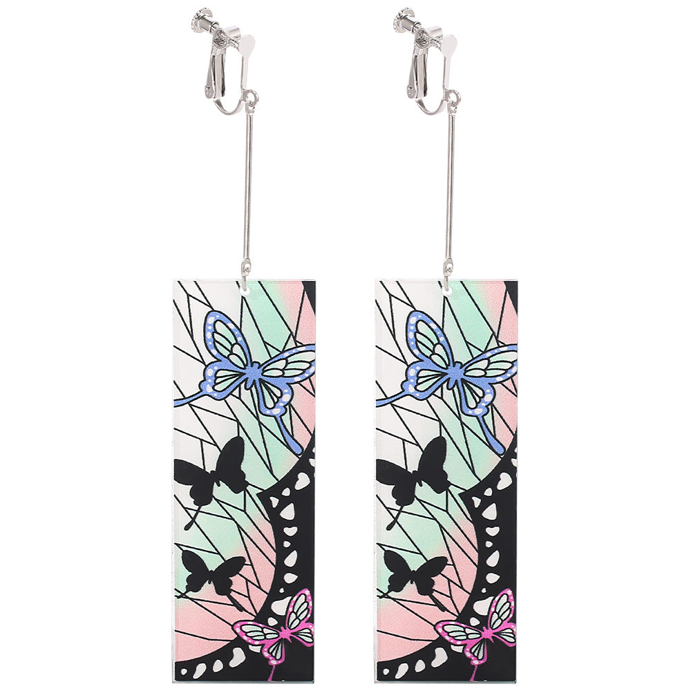 Anime Peripheral Ghost Killing Blade Earrings Demon Slayer Creative Kitchen Door Tanjilang Earrings