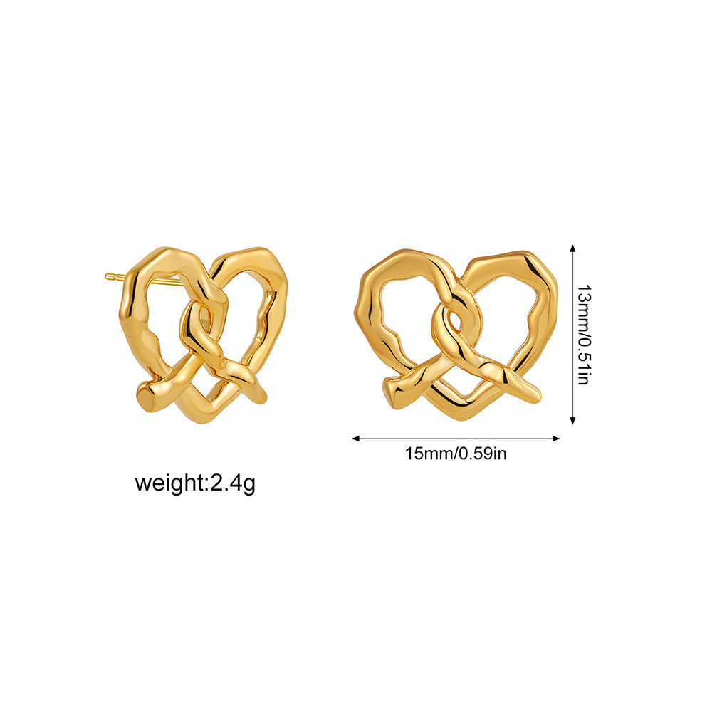 Pretzel Wetzel - Metal Cold Wind Heart Earrings Female Niche Design Personalized Earrings