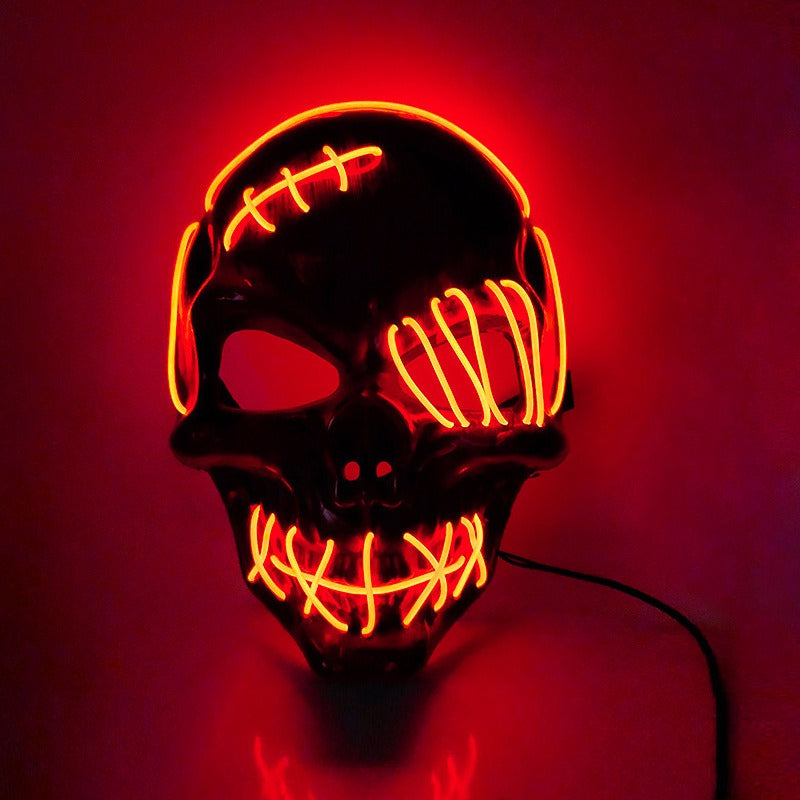 Scar One eyed Pirate Mask with Blood Terror Cold Light Halloween Mask LED Glow Mask