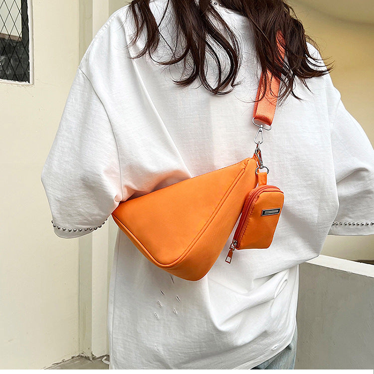 Prada Who? - Design Messenger Bag Japanese Trendy Nylon Fashion All-Match Triangle Bag Simple And Lightweight One Shoulder Phone Bag