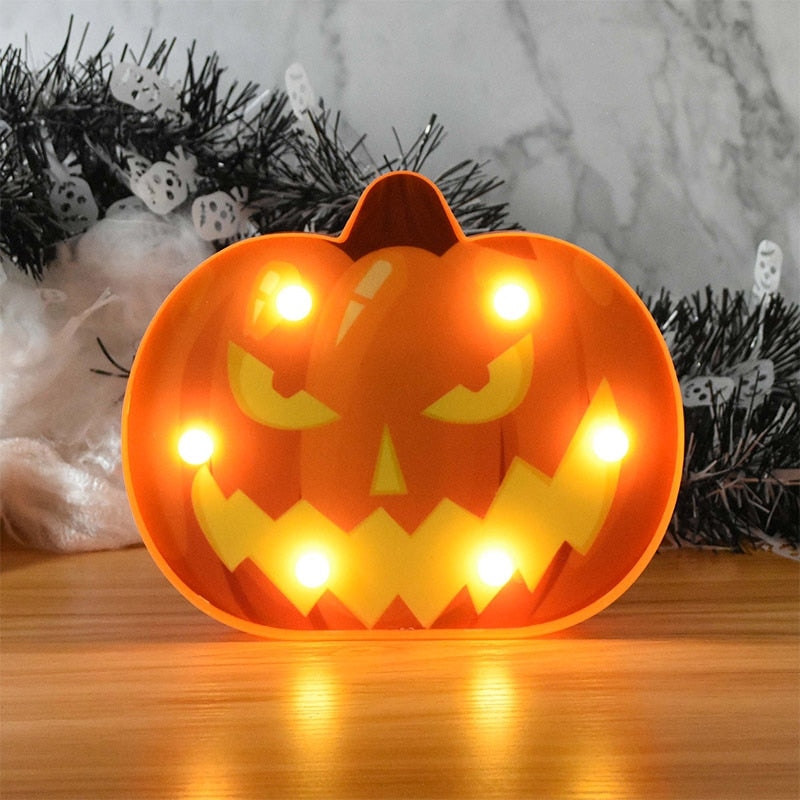 Halloween LED Lights Horror Pumpkin Ghost Bat Spider Night Lights Ornament Halloween Party Props Home Bar Table Lamp Decorations