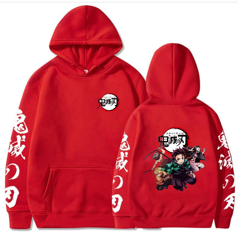 Main fabric composition: polyester fiber Ghost Killing Blade cartoon Japanese anime Demon Slayer Kamado Tanjirou loose hoodie