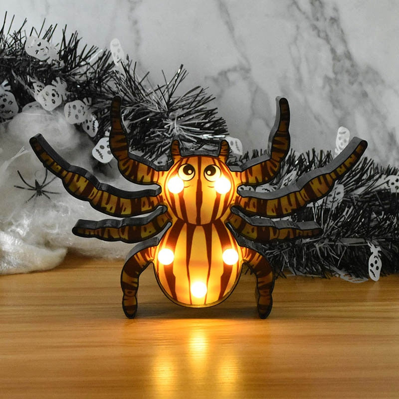 Halloween LED Lights Horror Pumpkin Ghost Bat Spider Night Lights Ornament Halloween Party Props Home Bar Table Lamp Decorations