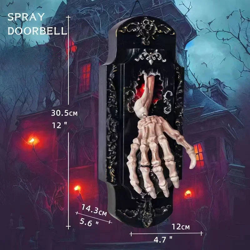 1PC Halloween Spooky Doorbell Sensor Spray Door Lock Luminous Audible Touch Sound Induction Venue Layout Haunted House