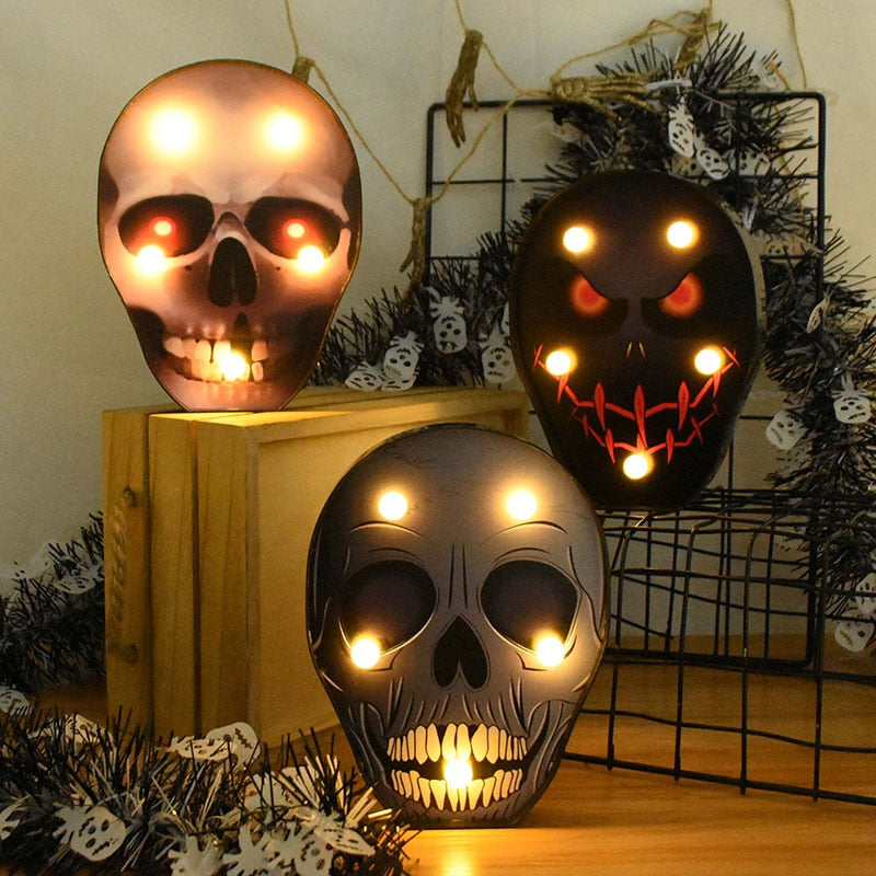 Halloween LED Lights Horror Pumpkin Ghost Bat Spider Night Lights Ornament Halloween Party Props Home Bar Table Lamp Decorations