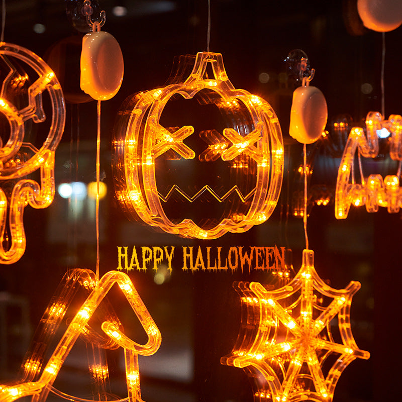 Halloween suction cup light LED atmosphere decoration light string window cabinet wall suction cup pumpkin light