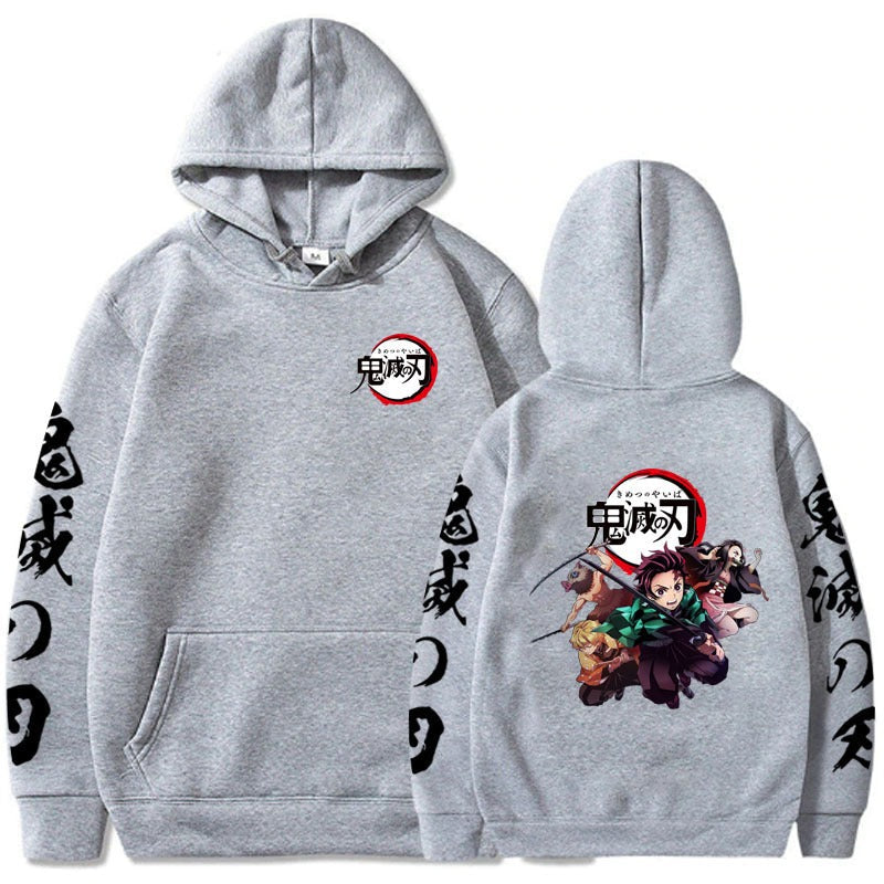 Main fabric composition: polyester fiber Ghost Killing Blade cartoon Japanese anime Demon Slayer Kamado Tanjirou loose hoodie