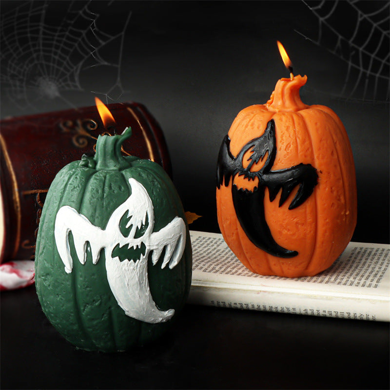 Halloween Ghost Pumpkin Candle Mold Ghost Festival Bat Aromatherapy Plaster Pumpkin Lantern Decorative Shape Mold