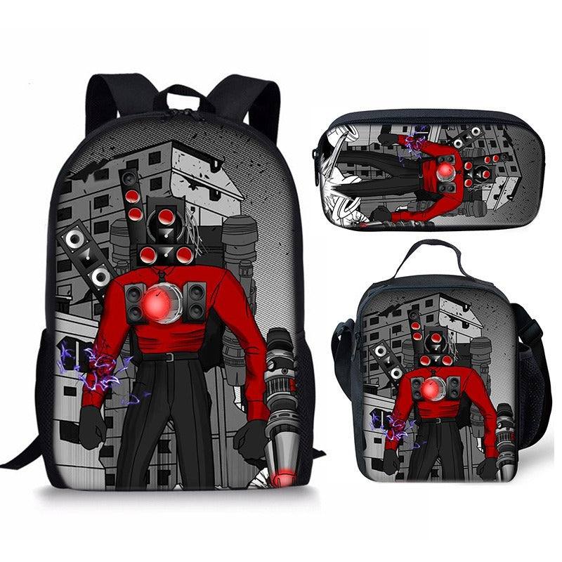 New 3PC-SET Skibidi Toilet Man Backpack Custom Game Peripheral Schoolbags For Primary Secondary School Teenage