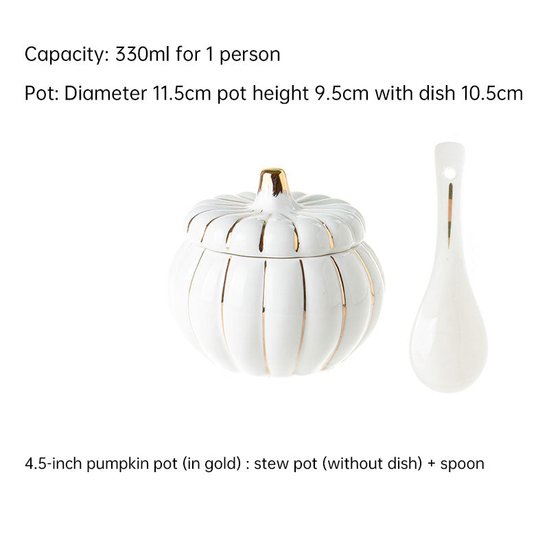 Creative Ceramic Pumpkin Cup, Steamed Egg Cup, Stewed Pot with Cover, Pure White Mini Bird's Nest Cup, Soup Cup