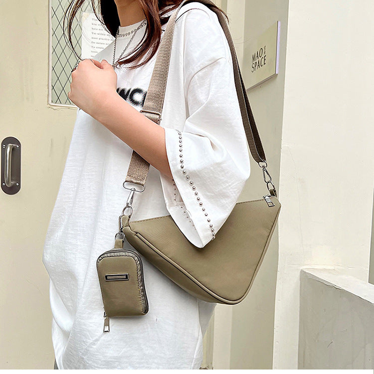 Prada Who? - Design Messenger Bag Japanese Trendy Nylon Fashion All-Match Triangle Bag Simple And Lightweight One Shoulder Phone Bag