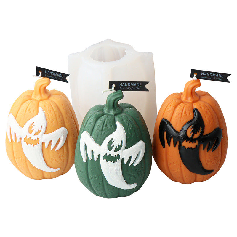 Halloween Ghost Pumpkin Candle Mold Ghost Festival Bat Aromatherapy Plaster Pumpkin Lantern Decorative Shape Mold