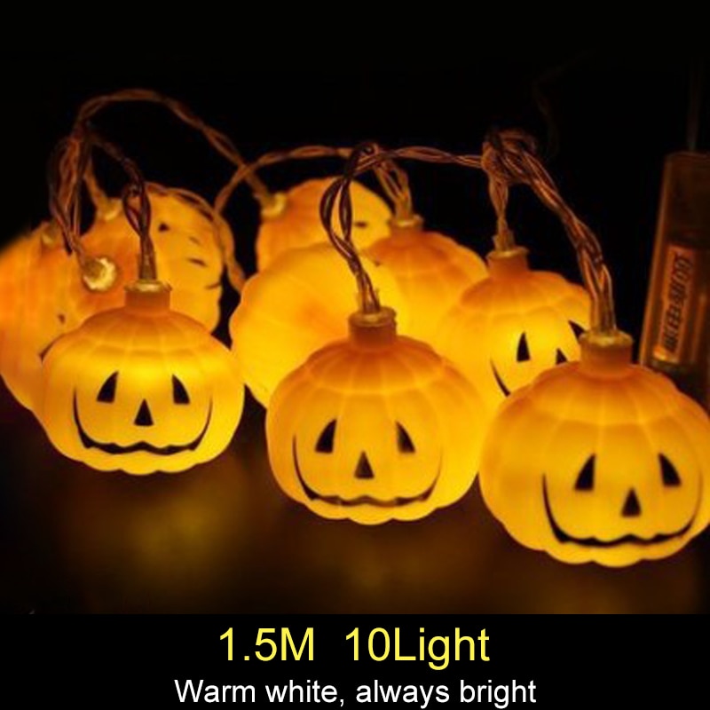 1.5m 10Led Halloween Pumpkin Ghost Skeletons Bat Spider Led Light String Festival Home Bar Party Decor Halloween Ornament